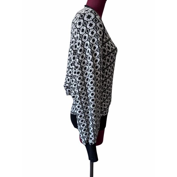 Anthropologie Maeve Geometric Knit Sweater Vest Shrug Set Large Black White Larg - Picture 11 of 14